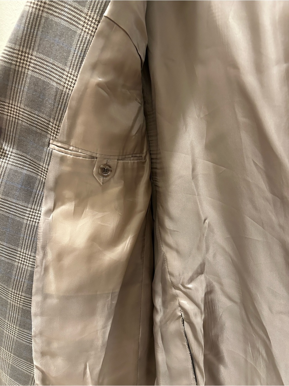 JP Tilford Samuelsohn Taupe Plaid Blazer - Classic Tailored Suit Jacket 46 R - Picture 4 of 8